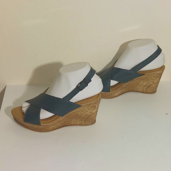 Bella Vita Women's Leather Teal Blue Wedge Sandals Size 6W EUC - Picture 6 of 11